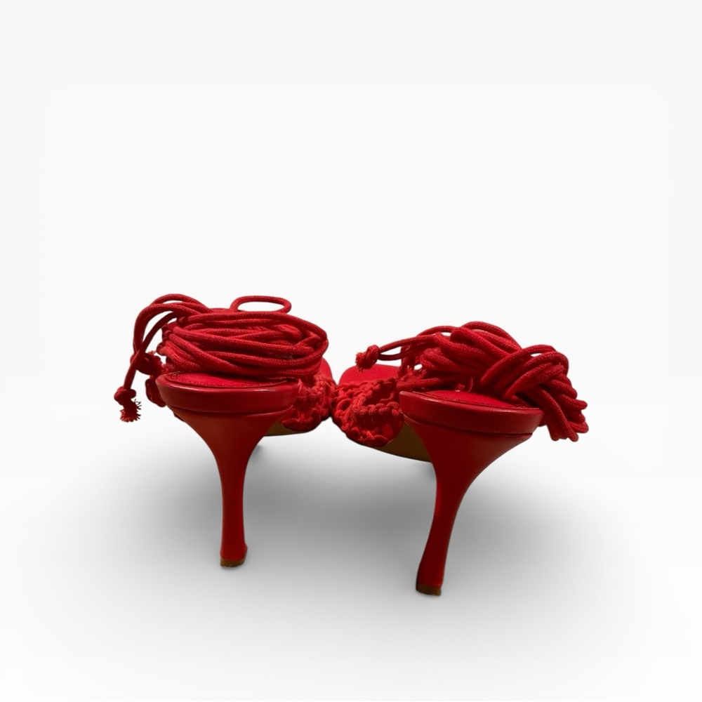 N.A.K.D Women's Red Braided Strappy Sandal Shoes Size 9.5 - Picture 5 of 15